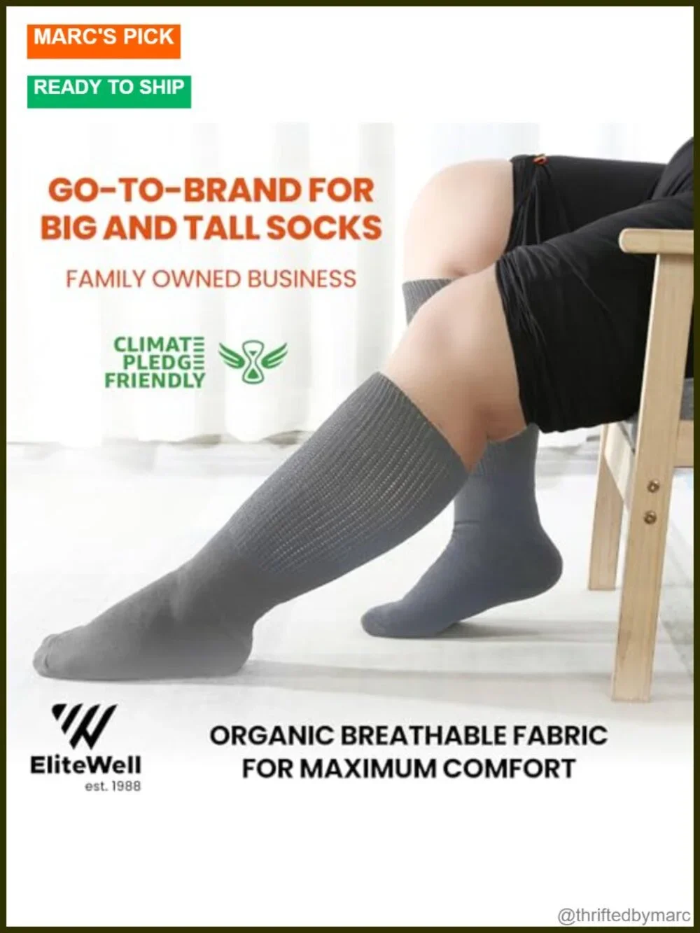 Extra Wide Calf Socks, Loose Fit Diabetic Socks for Men & Women, 3 Pairs Cotton